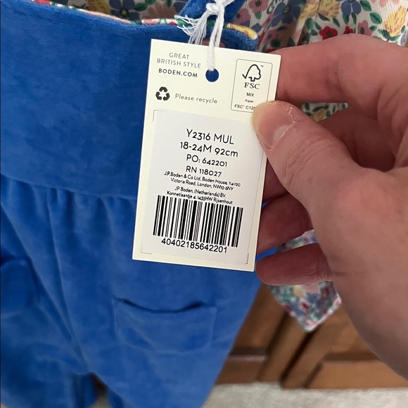Mini Boden Blue Kids Overalls with Floral Top - Picture 2 of 9